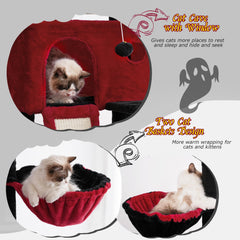 Hey-brother Gothic cat tree condo basket offers cozy indoor retreats.