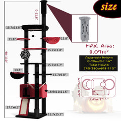 Hey-brother Gothic cat tree three-pillar base adds stability during active play.
