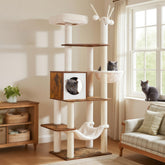 Hey-brother wooden cat tree base platform provides sturdy lounging and panoramic kitty views.