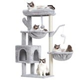 Heybly cat tree with 3 sisal posts promotes scratch exercise and temperament-friendly play.