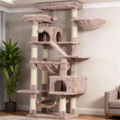 Heybly cat tree 71-inch tower provides elevated play and observation for indoor cats.