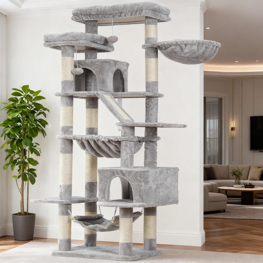 Heybly cat tree 71-inch tower with perches for active indoor cats