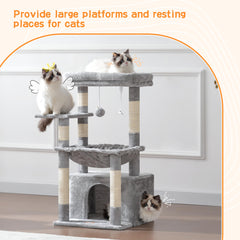 Heybly Cat Tree cat basket features plush interior for warm naps.