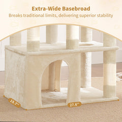 Heybly Cat Tree multi-level platforms provide roomy resting spots across heights.