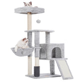 Heybly cat tree with self-groomer brush offers a gentle massage and hair collection.