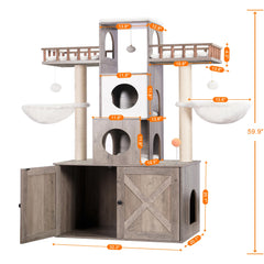 Heybly cat tree sisal pillars invite scratching from all directions to protect furniture.