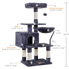 Heybly cat tree with sisal posts and anti-topple design for stability