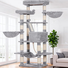 Heybly cat tree top perch provides wide plush lounge for window watching
