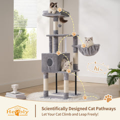 Heybly cat tree top perch view offers vantage for curious cats.