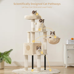 Heybly cat tree top perches close-up with soft padding for comfort