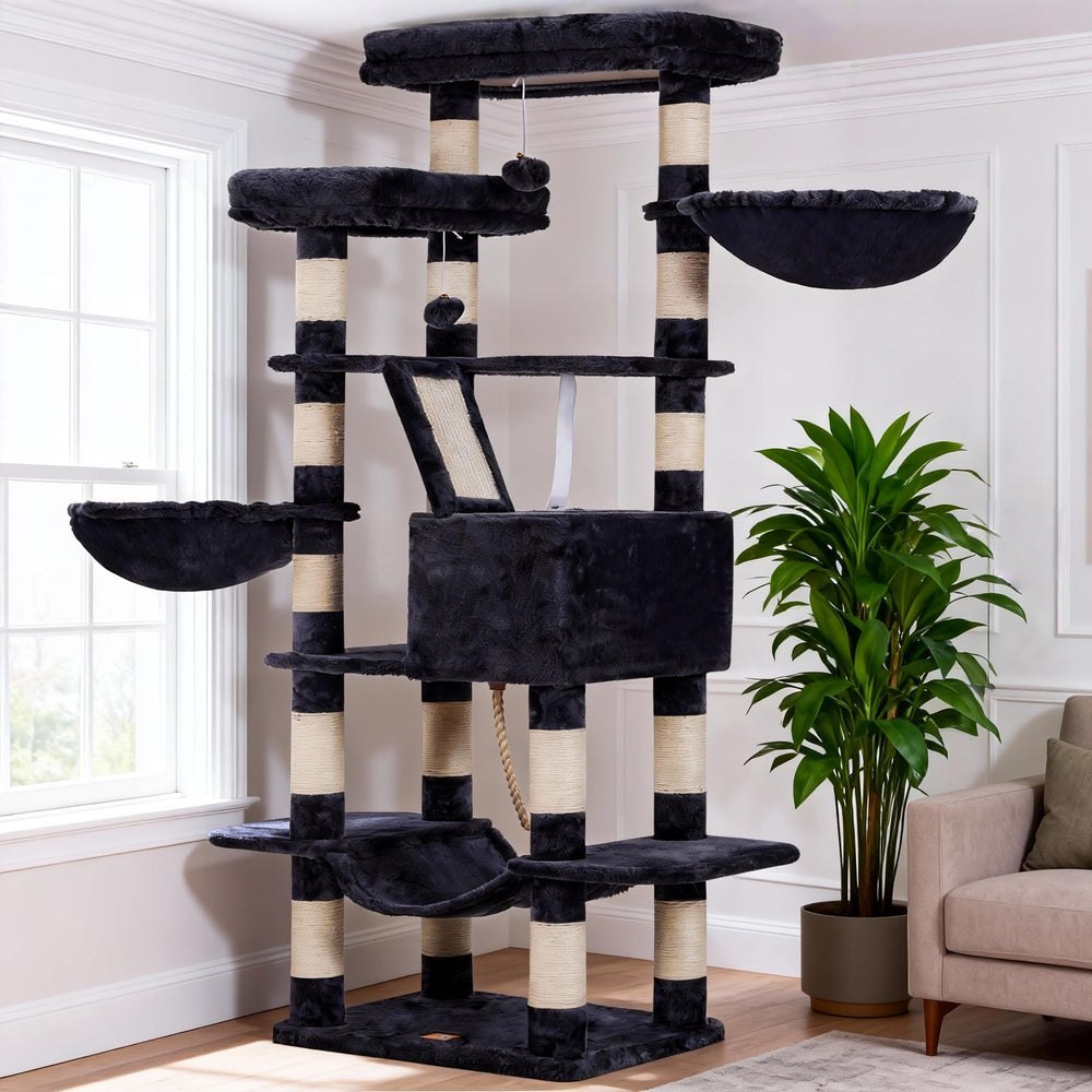 Heybly cat tree top platforms offer spacious perches for relaxed viewing and sunlit lounging