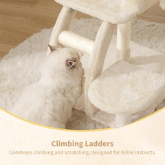 Heybly cat tree tower cozy cave and hammock provide secure napping spots and lazy lounging.