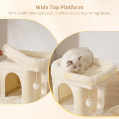 Heybly cat tree tower three sisal posts give ample scratching surfaces for claws and play.