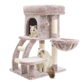 Heybly cat tree tower wide plush top perch for lounging and viewing