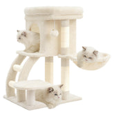 Heybly cat tree tower wide plush top platform provides a comfortable perch for relaxing and surveying the room.