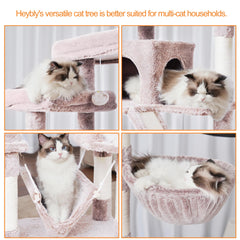 Heybly cat tree two condos provide cozy hideaways and rest zones.