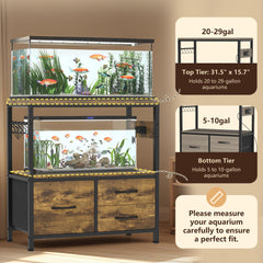 Heybly fish tank stand power outlets built-in for centralized lighting and filtration