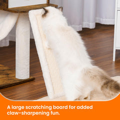 Heybly hammock and cloud-perches create private resting spaces for relaxed cat downtime.