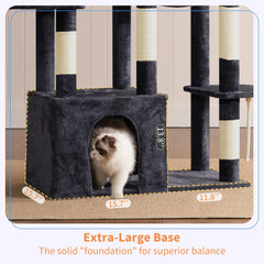 Heybly Heavy Duty Cat Tree sisal posts help keep claws healthy and protect furniture