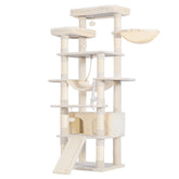 Heybly tall cat tree top perch view provides elevated vantage for indoor cats.