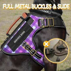 HeyCAHVA service dog vest back view showing durable construction and metal buckles.