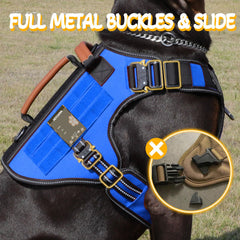 HEYCAHVA tactical dog harness with leather handle for controlled training.