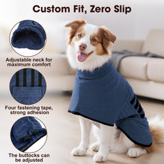 HezzLuv dog bathrobe adjustable Velcro fit for secure, comfy drying.