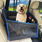 H HOH-Tech Back Seat Extender with safety strap secures dogs on car trips.