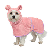 HhiMyOct dog bathrobe hooded pink for fast post-bath drying.