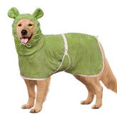 HhiMyOct dog bathrobe hooded for rapid drying and ear coverage.