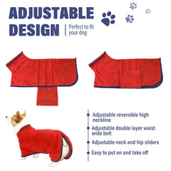 HhiMyOct dog drying coat waist loop fastening secures easy wear