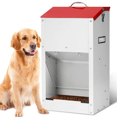 HHNIULI large automatic dog feeder front view demonstrates weather-resistant design for outdoor use