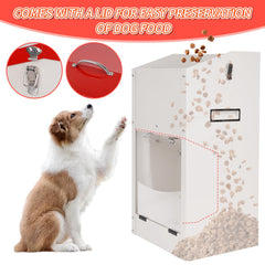 HHNIULI large automatic dog feeder side view showcasing sturdy stainless construction