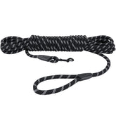 Hi Kiss Long Dog Leash 50ft fully extended for extended outdoor control.