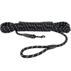 Hi Kiss Long Dog Leash 50ft fully extended for extended outdoor control.