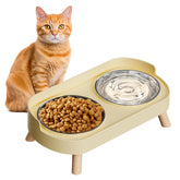 HIAIEVIY elevated cat bowl stand in yellow reduces whisker fatigue during meals