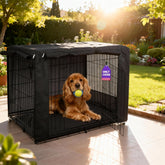 HiCaptain Breathable Dog Crate Cover front view provides cozy den and protection.