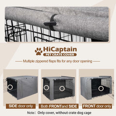 HiCaptain 42-inch crate fit illustration showing universal compatibility.