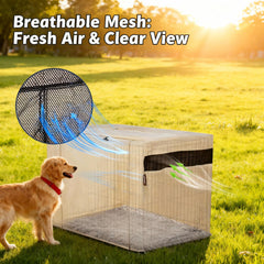 HiCaptain crate cover beige side view highlights dual zipper panels for flexible access