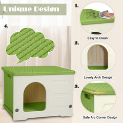 HiCaptain plastic cat house outdoor weatherproof green ideal for balcony, yard, or porch