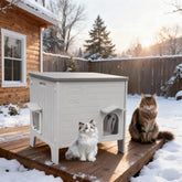 HiCaptain weatherproof cat house exterior in grey providing rugged outdoor shelter.