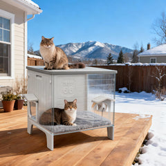 HiCaptain weatherproof cat house exterior shows durable plastic shell for all-season protection.