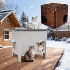 HiCaptain Weatherproof Cat House exterior shows durable waterproof shell for outdoor use.