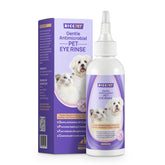 HICC PET dog eye drops bottle demonstrates gentle daily eye cleansing.
