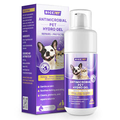 HICC PET dog wound hydro gel bottle in a first-aid kit for easy care