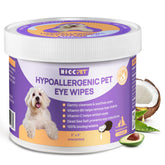 HICC PET Eyes Wipes packaging closeup for convenient at-home care.