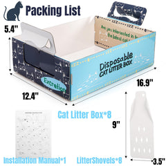 Hiceeden foldable litter box flat blue, easy storage for travel and quick setup.