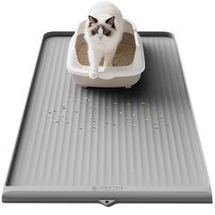 HICOOI cat litter mat diversion groove traps litter for quick cleanup