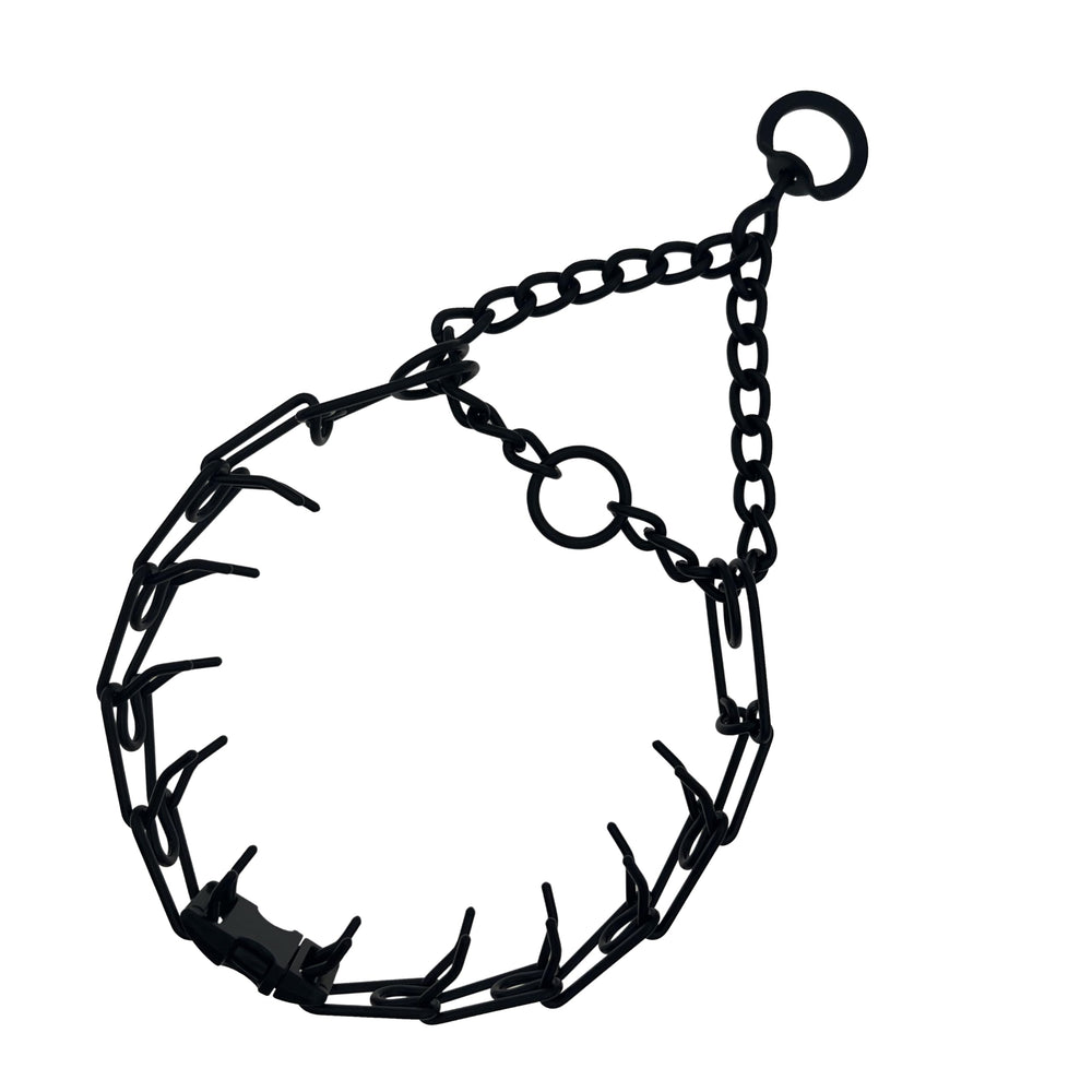 Hicost adjustable dog no-pull collar in black metal links for everyday comfort.