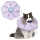 H HIDREAM cat cone collar with purple flower front view showing protective design